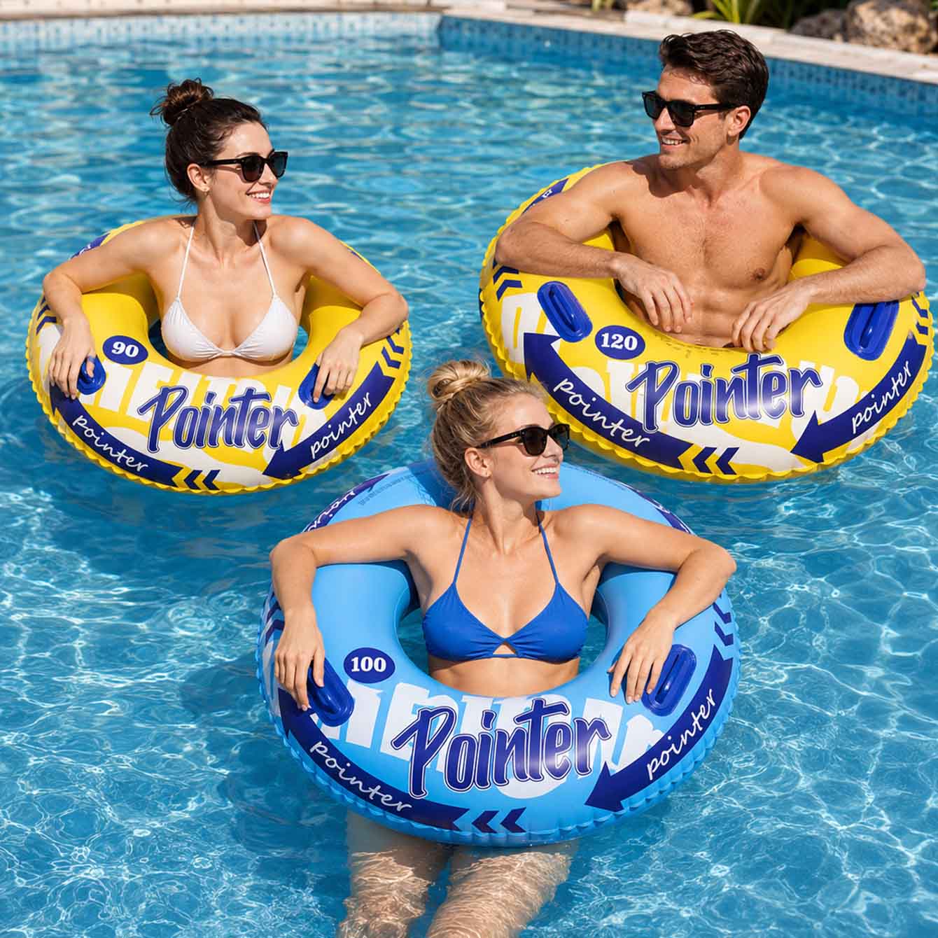 Pool Float Ring Inflatable - 1 bouée gonflable avec poignées 90/100/120