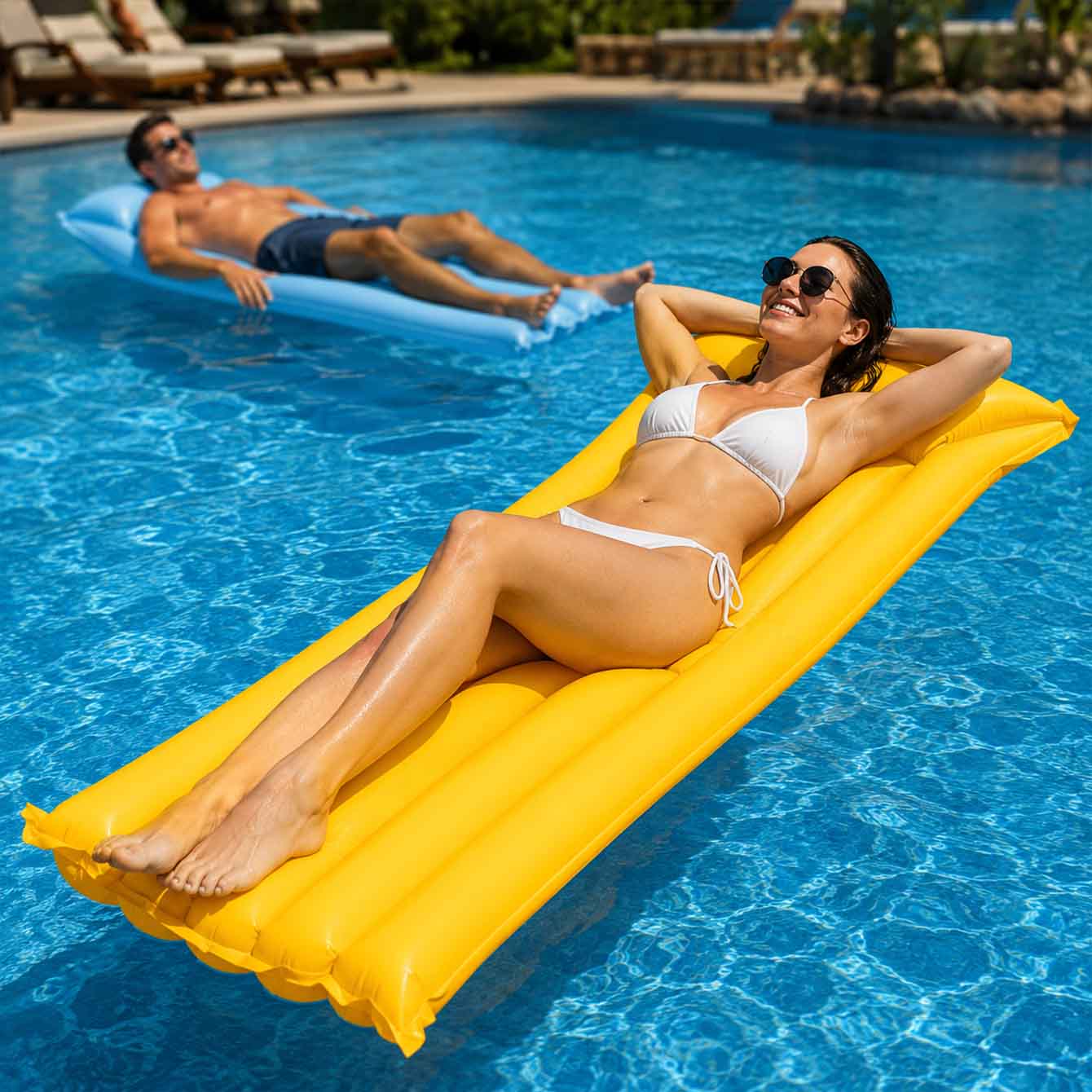 Matelas gonflable de piscine 1 - Pool Lounger Inflatable avis et prix