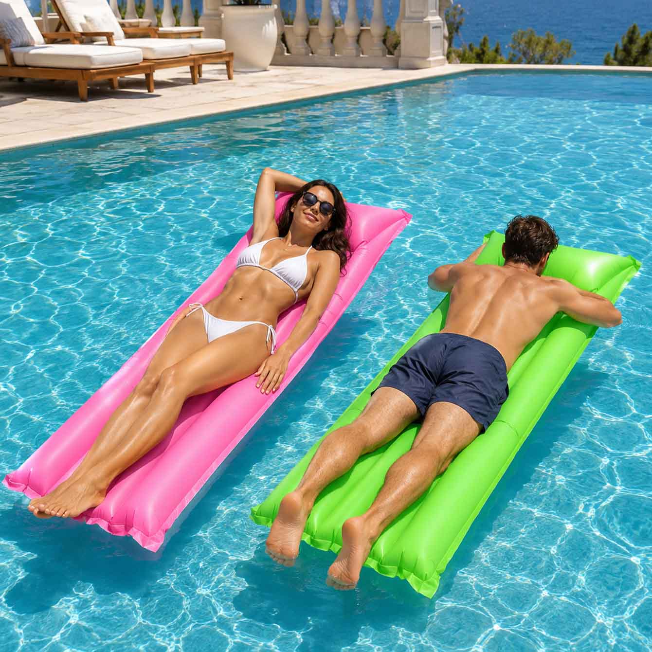 Matelas gonflable de piscine 1 - Pool Lounger Inflatable avis et prix